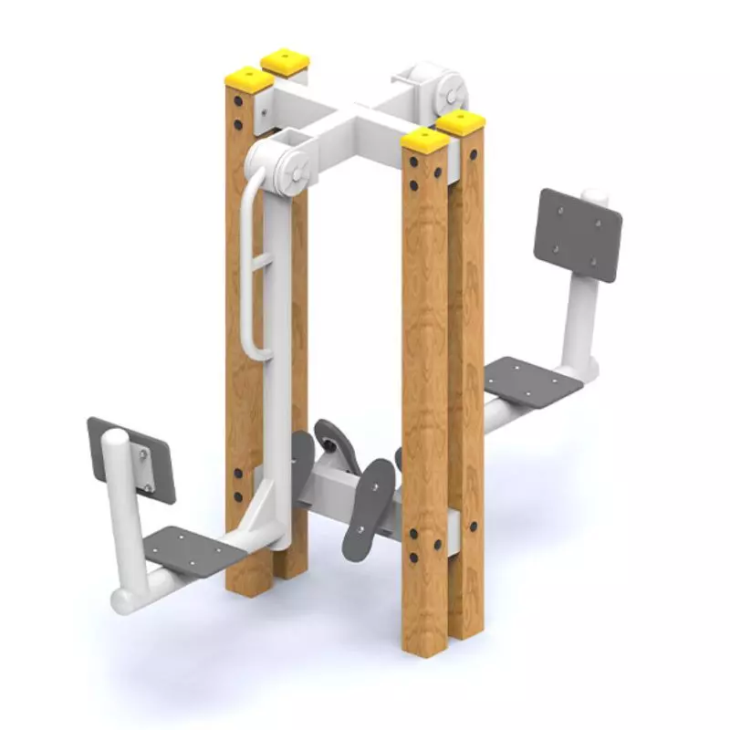 Agrès de fitness extérieur en bois pour l'étirement des jambes et quadriceps