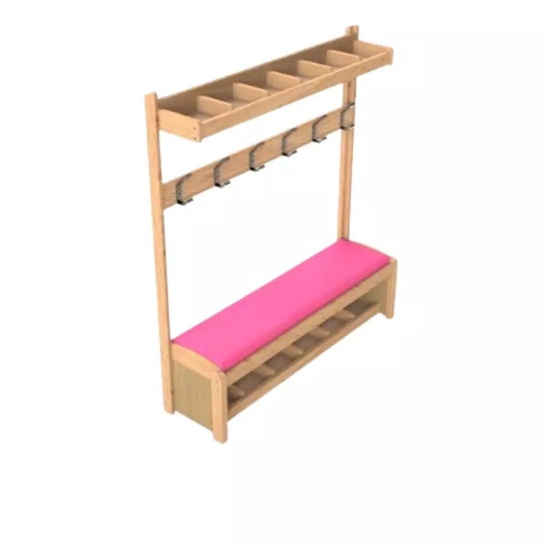 Banc vestiaire crèche en hêtre 6 patères