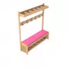 Banc vestiaire crèche en hêtre 6 patères