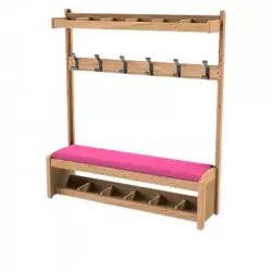 Mobilier vestiaire pour crèche assise framboise