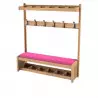 Mobilier vestiaire pour crèche assise framboise