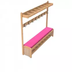 Banc vestiaire crèche en hêtre avec 8 patères