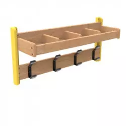 Lisse à casier 4 patères, coloris jaune