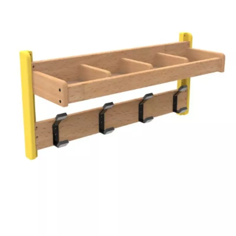 Lisse à casier 4 patères, coloris jaune