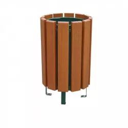 Poubelle ronde extérieure en bois