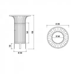 Schéma de la poubelle publique Tulipe