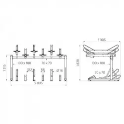 Dimensions de l'appui vélos 2 étages