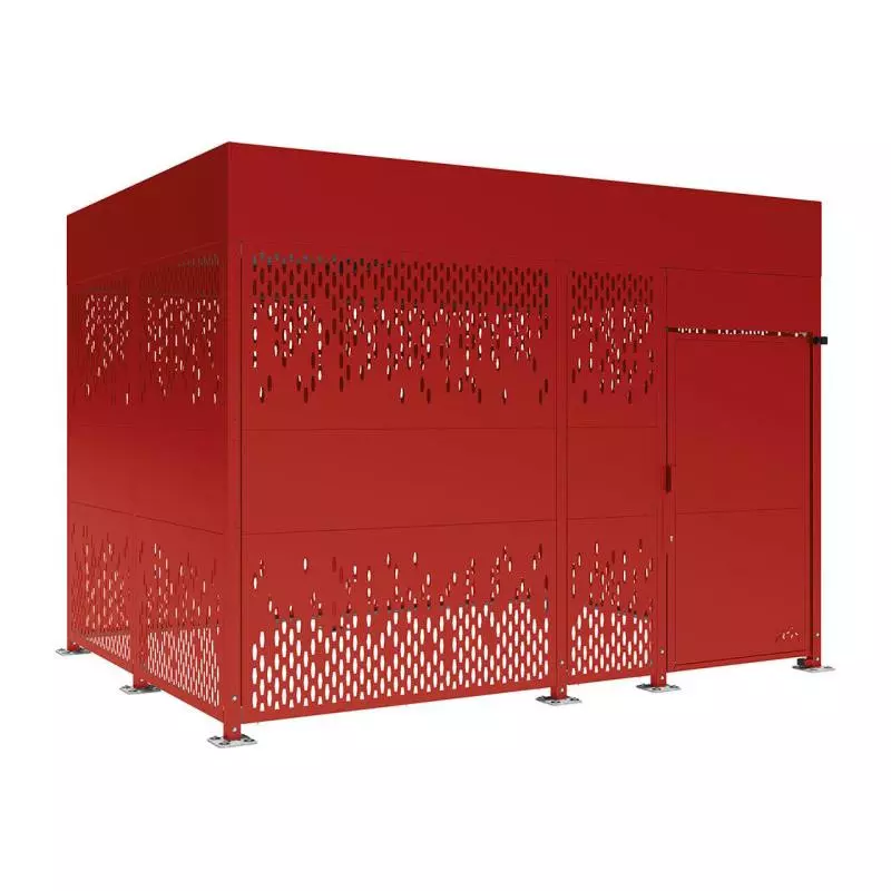 Abri vélos en acier de 4000 mm coloris bordeaux