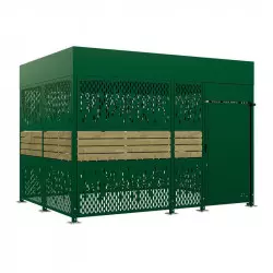 Consigne vélos bois et métal Horizon 4m - Vert Mousse