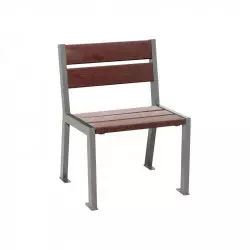 Banc 1 place en acier personnalisable et 5 lames plastique recyclé marron