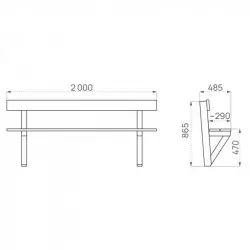 Dimensions et caractéristiques techniques du banc public en bois