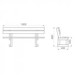 Dimensions et schéma du banc en bois extérieur