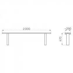 Dimensions du banc public en bois sans dossier