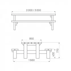 Dimensions de la table pique-nique en bois