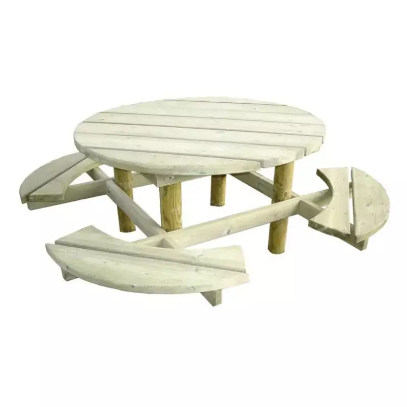 Table ronde en bois pour pique-nique
