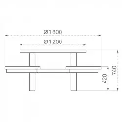 Dimensions de la table de pique-nique ronde en bois