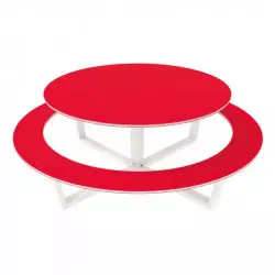 Table de pique-nique collectivité ronde PEHD rouge