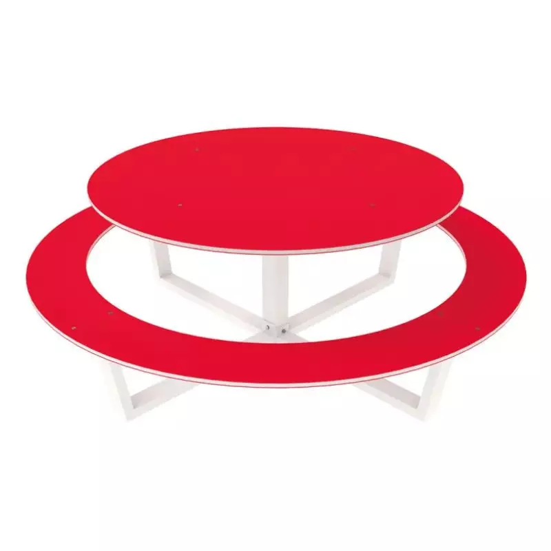 Table de pique-nique collectivité ronde PEHD rouge