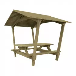 Table pique-nique avec toit en bois
