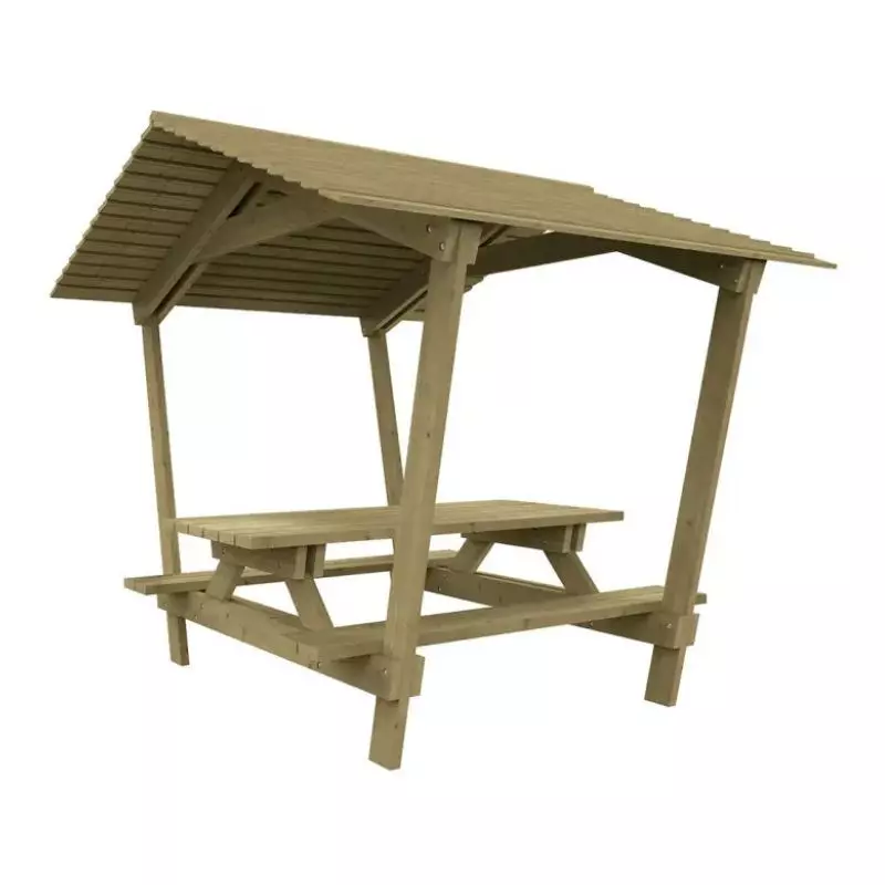 Table pique-nique avec toit en bois
