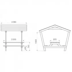 Dimensions de la table de pique nique en bois avec toit