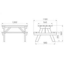 Dimensions de la table enfant pique-nique en bois Dimensions de la table enfant pique-nique en bois