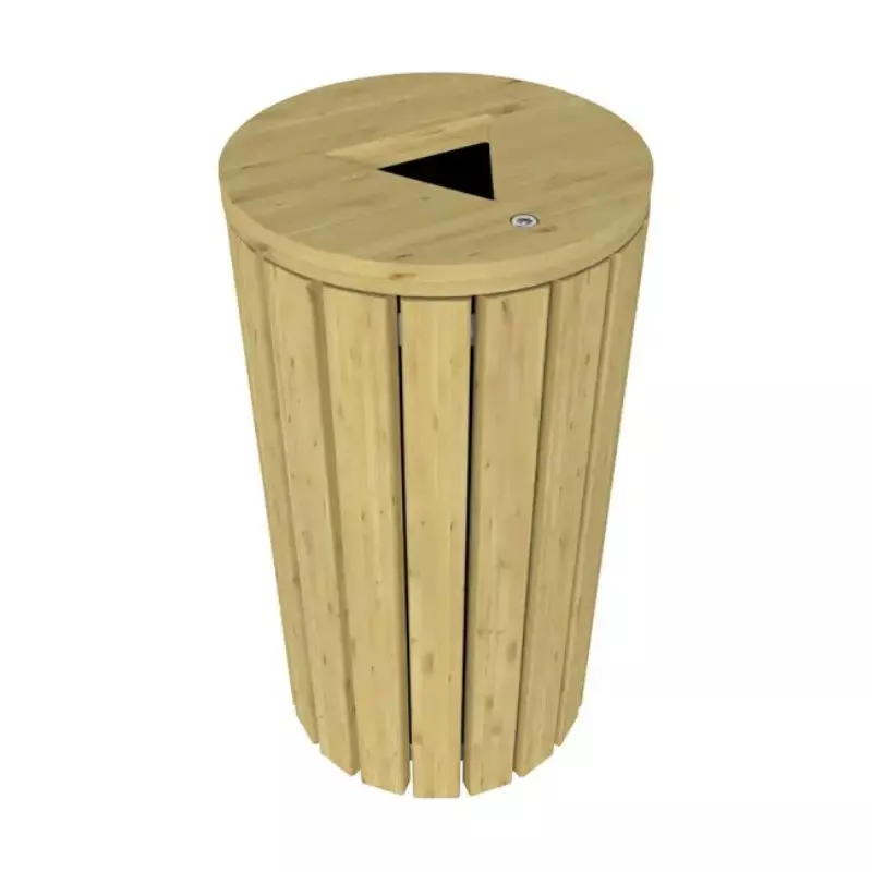 Poubelle publique en bois de 110 litres de contenance