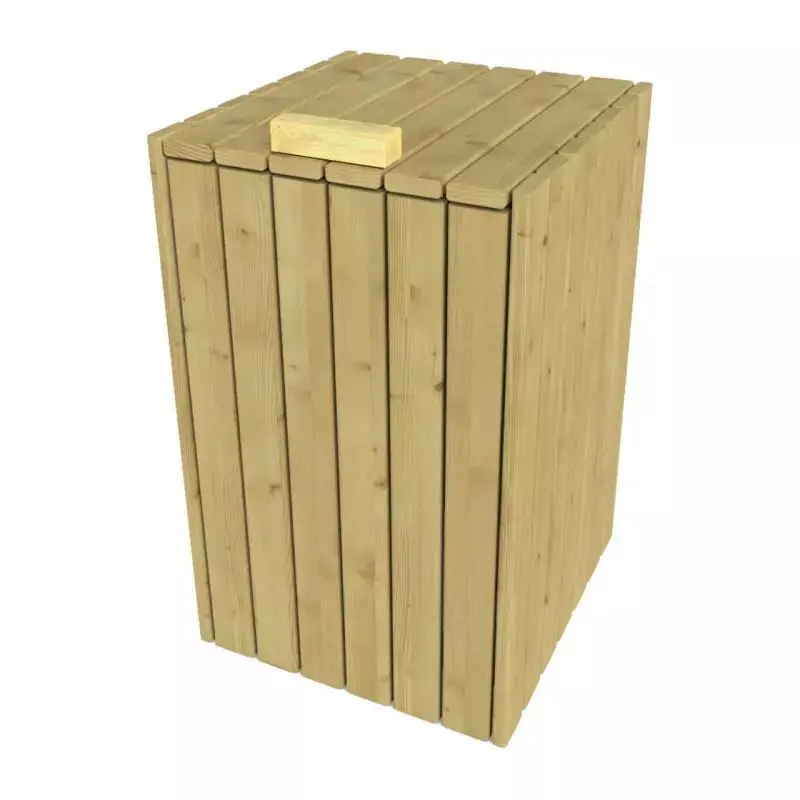 Corbeille publique en bois d'une contenance de 160 litres