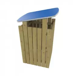 Poubelle parc public en bois avec couvercle PEHD