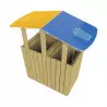 Corbeille de tri sélectif en bois avec toit, 2 bacs de 100 L