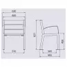 Dimensions du siège urbain en acier et 6 lames bois