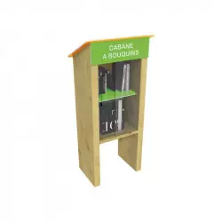 Bibliothèque partagée en bois et PEHD avec vitrine