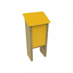 Boite à livres en bois arrière PEHD peint en jaune