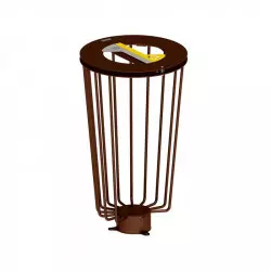 Poubelle Vigipirate de tri sélectif jaune et gris en acier Corten