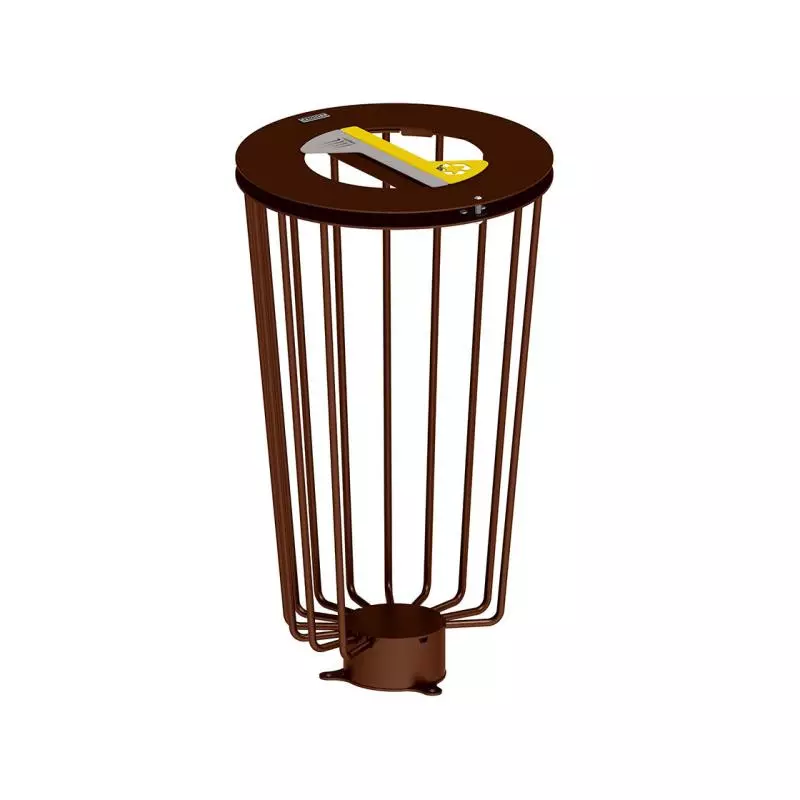 Poubelle Vigipirate de tri sélectif jaune et gris en acier Corten