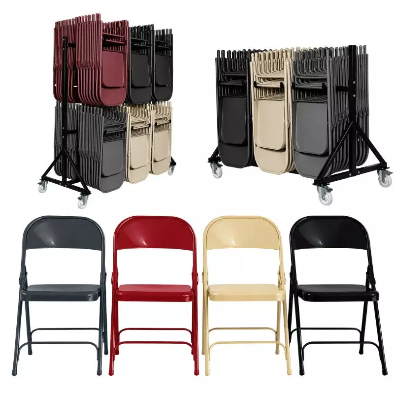 Lot de chaises pliantes avec chariot de transport