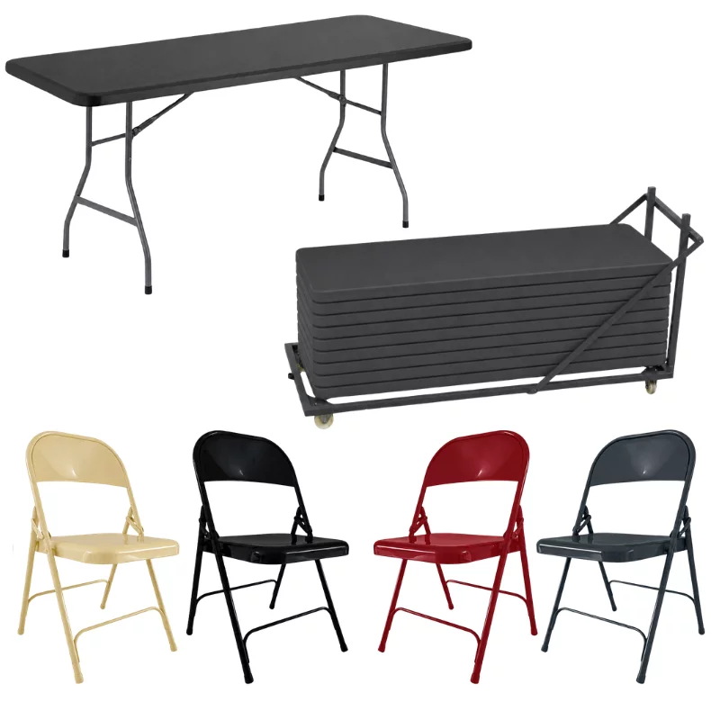 Lot de chaises et tables pliantes pour collectivités