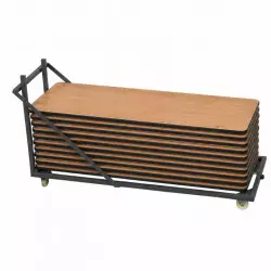 Chariot de rangement pour tables pliantes en bois
