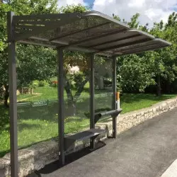 Abribus équipé d'un banc en acier coloris gris Procity
