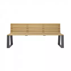 Banc public bois relié et acier