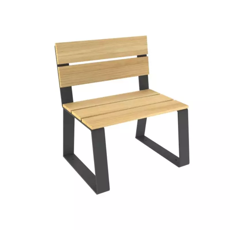 Banc une place en acier et bois