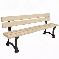 Banc en bois extérieur 5 lames de pin et pieds en fonte