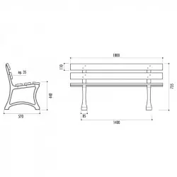 Dimensions du banc extérieur en pin Dresde Dimensions du banc extérieur en pin Dresde