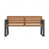 Banc urbain en acier et HPL ajouré teinté teck pour personnes âgées Banc urbain en acier et HPL ajouré teinté teck pour personnes âgées