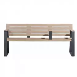 Banc urbain 3 accoudoirs pour PMR HPL ajouré finition chêne clair
