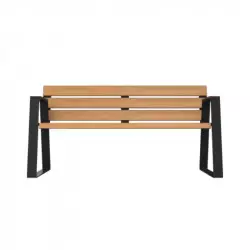 Banc PMR en acier et lames de compact HPL coloris teck Banc PMR en acier et lames de compact HPL coloris teck