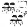 Lot de 60 chaises pliantes noir en vinyle et chariot de transport Lot de 60 chaises pliantes noir en vinyle et chariot de transport