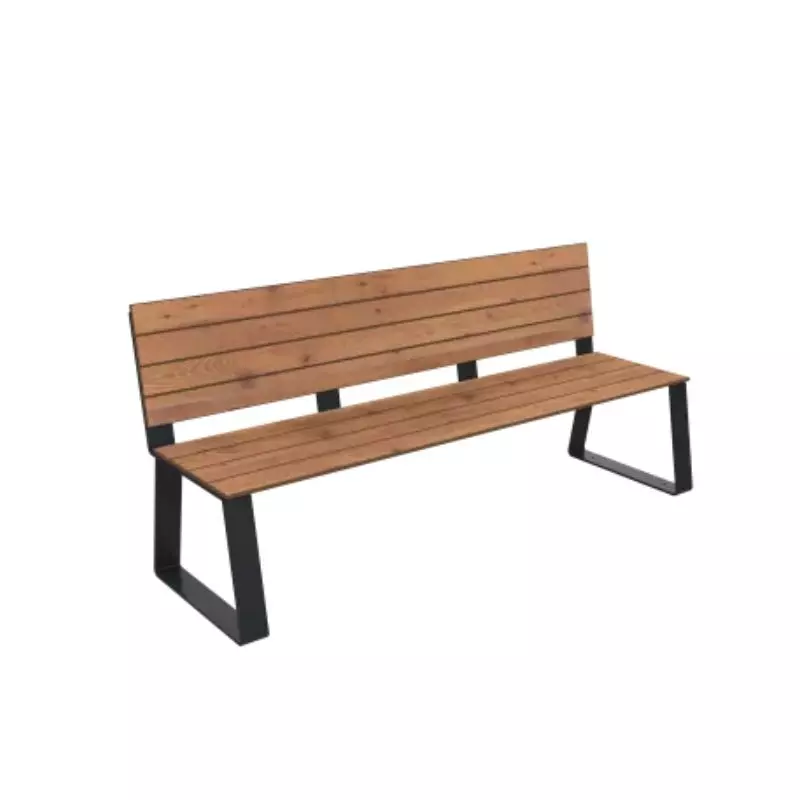 Banc de ville acier et HPL effet lames coloris pin Tyrol
