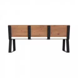Banc en HPL pin Tyrol effet lames et structure métal