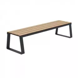 Banquette urbaine en acier et HPL effet lames chêne clair